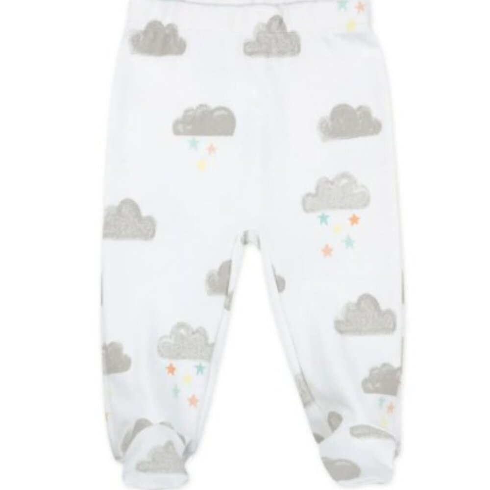 NWT. MAC & MOON Baby Neutral 3-Piece Organic Cotton Footed Set in Cloud Print - Picture 3 of 5